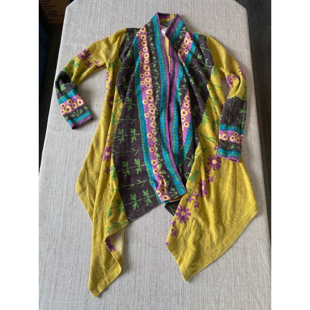 Freshine Boho Open Front Drape Cardigan Mixed Print Size M